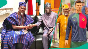 Reno Omokri poses with Cristiano Ronaldo's replica, makes bold 2027 election prediction