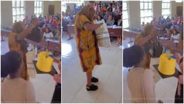 "Wicked lecturer left d app": Naija students surprise lecturer with gifts on birthday, her reaction trends