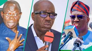 Oshiomhole makes 1 powerful request from Okpebholo against Obaseki: "He must come out of hiding"