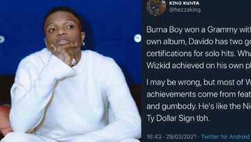 Man claims Wizkid has ‘gumbody’ achievements, says Burna Boy won Grammy, Davido has 2 gold certifications