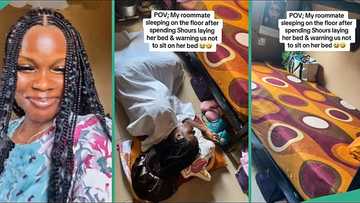 Lady records roommate who chose to sleep on bare floor after arranging bed, funny video trends