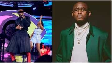 "Enter boutique & price trousers": Reactions as singer Chike performs in skirt at BBN eviction show