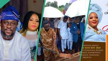 Tears flow as actor Lekan Olatunji buries wife, Odunlade, Olaiya Igwe, Mr Latin, celebs defy rain