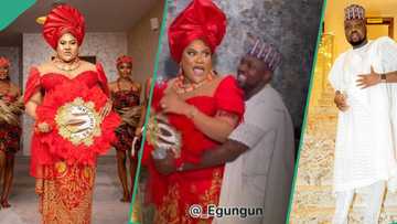 "Bombastic side eyes": Nkechi Blessing's reaction as she gets grabbed from behind by Egungun trends