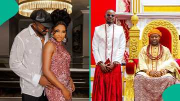 BBNaija's Kellyrae and Kassia rock Itsekiri regalia as they meet Olu of Warri at his palace