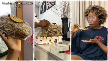 "The bread is 19k": Lagos lady orders expensive bread and turkey online, video sparks reactions on TikTok