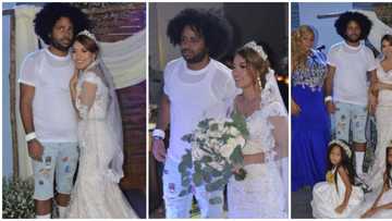 Mixed reactions as Dominican singer weds beautiful bride in ripped denim shorts