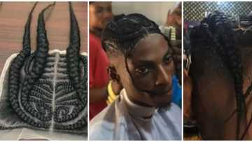 Mixed reactions as man gets braided wig installed in trending video: "I fit breakup with my bf"