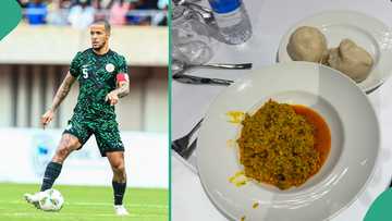 Super Eagles captain Ekong shares photo of his fufu and soup "without meat", man explains why