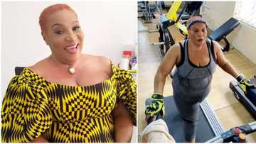 55-year-old Nollywood actress hits the gym, says If you don’t keep fit wetin you gain? (photos)