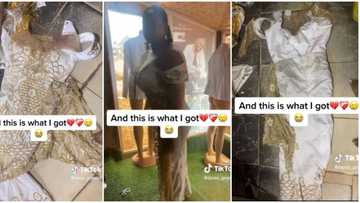 “How Much Did You Pay?” Nigerian Lady Cries Out as Tailor Spoils Her Dress Days to Her Wedding, Shares Video