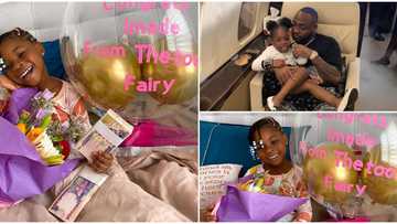 In video: Moment Davido's daughter Imade woke up to bundles of cash, chocolate and flowers as she loses first tooth