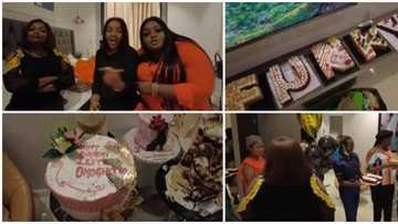 JJC Skillz shares moment wife Funke Akindele was surprised with several cakes that spelt her name