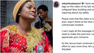 It's not recent: Oniduro Mi singer reacts as video of her performing at collapsed Ikoyi building emerges on IG