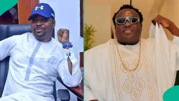 MC Oluomo reacts as Saheed Osupa begs him for money in viral video from Salawa Abeni’s event