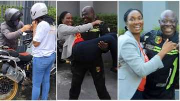 Is she riding to Seme? London to Lagos biker shares photo of Zenab kitted close to a power bike, fans react