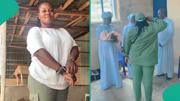 Corps member who completed her NYSC honours her father in style, pays respect to him in house of God
