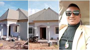 "Rent small house, save money and build your own": Nigerian man shares cute photos of his new house