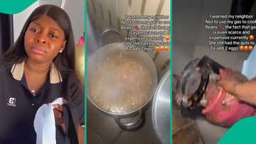Lady angry after catching neighbour using her cooking gas to cook beans instead of noodles