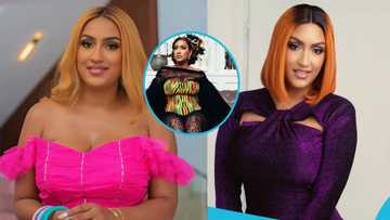 AMVCA 2024: Juliet Ibrahim wears black see-through billowing sleeve gown designed with kente bustier