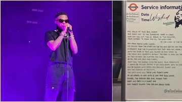 Wizkid gets special recognition on viral customer information board in London Underground