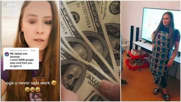 Oyinbo lady uses 'yahoo boy' to catch cruise in video, tells him 'you never sabi work' after he asked for $200