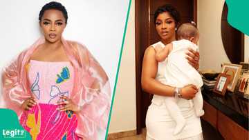 Toke Makinwa fires back after fan drags her for performative privacy over daughter posts