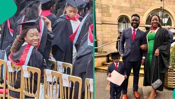 Nigerian mum with little boy relocates to UK, bags first class in nursing: "I owe it to my husband"