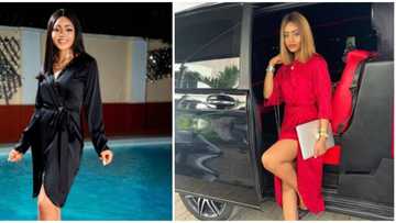 Actress Regina Daniels shows how to slay like a billionaire wife in classy dresses using 7 photos
