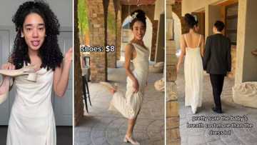 Bride leaves internet users in awe as she spends around N1500 on second-hand wedding dress