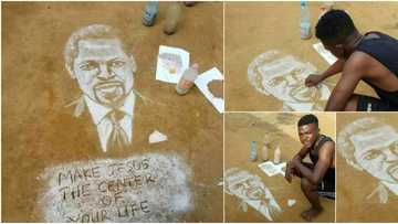 Talented artist uses sand and ashes to draw portrait of late Prophet TB Joshua, man of God smiles to the world