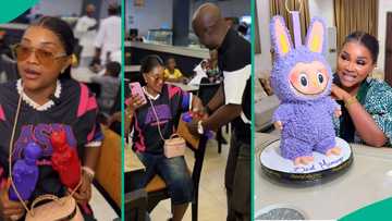 "This is Labubu and Yakubu": Mercy Aigbe receives toys as gift from hubby, flaunts cake in video