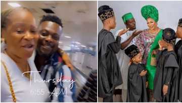 Kunle Afod's wife picks him up from the airport, hugs and kisses him after announcing breakup