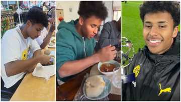 Video of Dortmund star Karim Adeyemi eating popular Nigerian 'fufu' goes viral