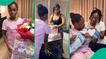 Sophia Momodu, Davido's daughter Imade Adeleke Visit Priscilla Ojo's baby Rakeem with gifts