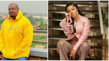 Play Coming by Naira Marley: Don Jazzy says as he 'laps' curvy media personality Toke Makinwa in photo