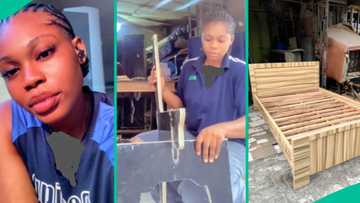 Lady who listened to her father and learnt carpentry skill shows off furniture she made