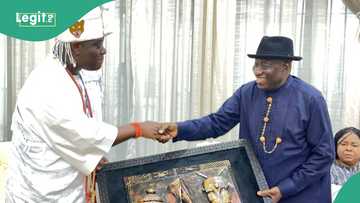 Photos trend as ex-president Jonathan hosts Ooni of Ife in Bayelsa