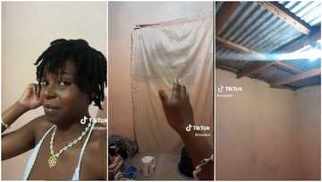 "Something pushed me": Lady rents 1 room without ceiling, places bed on floor in viral video