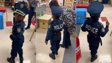 Beautiful little girl dresses like police officer to school, video causes frenzy