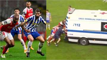 Funny moment players push ambulance out of the pitch after engine refuses to start