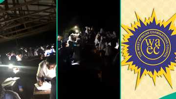 WAEC 2025: Man shares video of students writing English exam with torchlight at night, parents lament