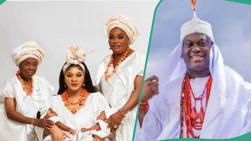 Ooni's wife, Queen Tobi, poses with twins as she shares video, photos of 4 generations: "Adorable"