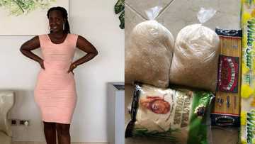 Young lady becomes emotional after okada man goes shopping, gives her many food items