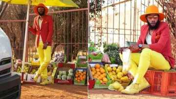 Social media reacts to viral photos of man dressed in coloured suit to sell vegetables and fruits by roadside