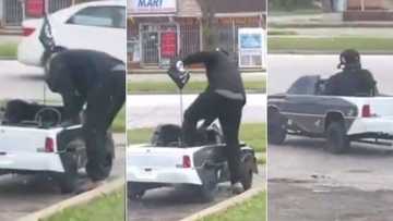 Man enters inside toy car, drives it on the road like normal vehicle, video stirs reactions
