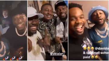 Patoranking links up with Davido and DJ Spinall as they vibe to his song at UK bar, Obi Cubana spotted