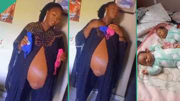 "May this grace locate me": Pregnant mum with large baby bump welcomes twins, shares cute video