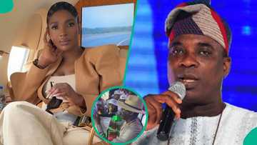 Annie Idibia dazzles at first outing in Lagos, hands bundles to KWAM 1 as he performs on stage