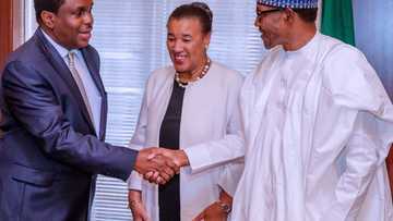 Gabanin taron sa na yakin zabe a garin Abuja, Buhari ya karbi bakuncin wata babbar bakuwa daga kasar Birtaniya (Hotuna)